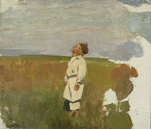 Study for “Storks” – Shepherd boy, 1900, Józef Chełmoński