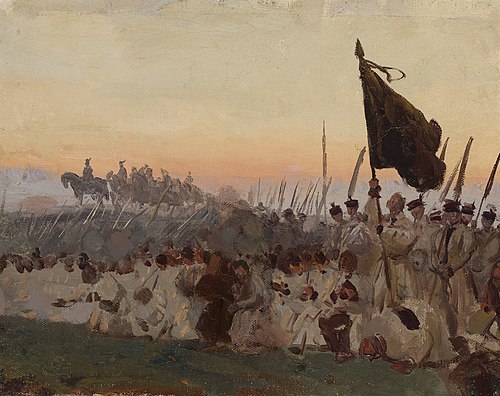 Scythemen, sketch for “Racławice”, 1906, Józef Chełmoński