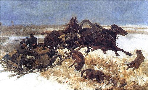 Wolves attack, 1883, Józef Chełmoński