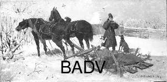 Winterlandscape: man with Schlitten + two horses, , Józef Chełmoński