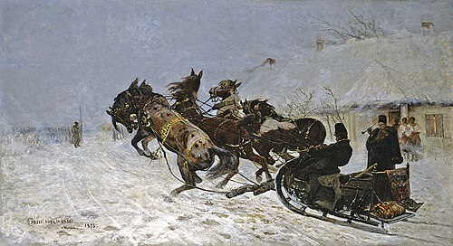 Four-In-Hand in Front of a Mansion, 1875, Józef Chełmoński
