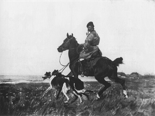 Horseman with Dogs (With greyhounds), 1885, Józef Chełmoński
