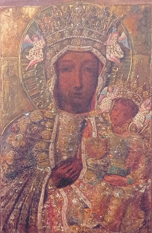 Kopia obrazu Matka Boża Jasnogórska (w koronach Klementyńskich), , Józef Chełmoński