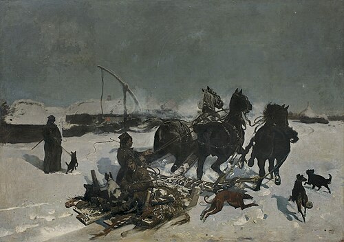 Chasse en Traineau, 1876, Józef Chełmoński