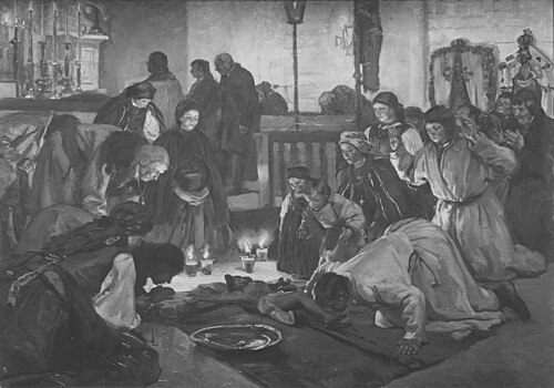 Nabożeństwo w wiejskim kościele, 1887, Józef Chełmoński