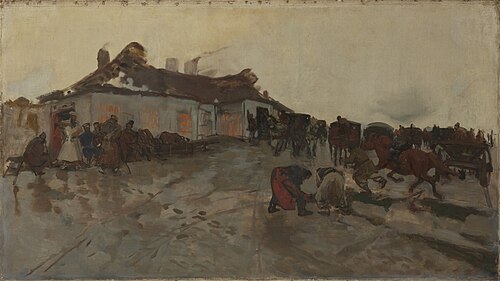 Zjazd przed karczmą, 1877, Józef Chełmoński