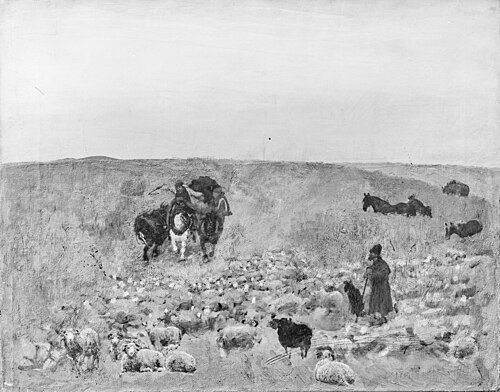 W stepie, 1874, Józef Chełmoński
