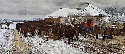 Postój Kozaków liniowych, 1880, Józef Chełmoński