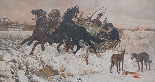 Chasse traîneau, 1878, Józef Chełmoński