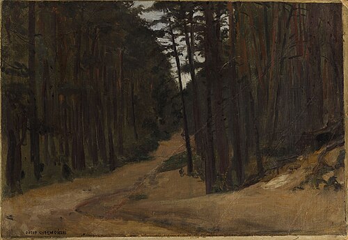 Droga w lesie, szkic, 1891, Józef Chełmoński