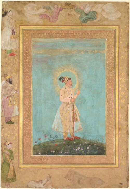 Shah Jahan holding a spinel and a long Deccan sword, from the Late Shah Jahan Album, 1650, Hashim