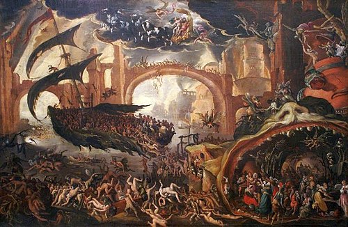 Aeneas and Sibilla in the underworld (Charon's boat)., 1625, Jacob van Swanenburgh
