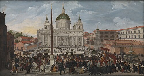 A Papal Procession in Piazza San Pietro in Rome, 1628, Jacob van Swanenburgh