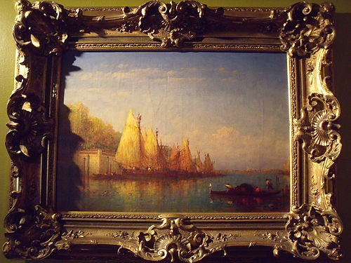 Sailboats in harbor, , Charles Clément Calderon