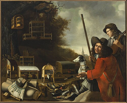 Chasseurs et leurs trophées., 1670, Anthonie Leemans