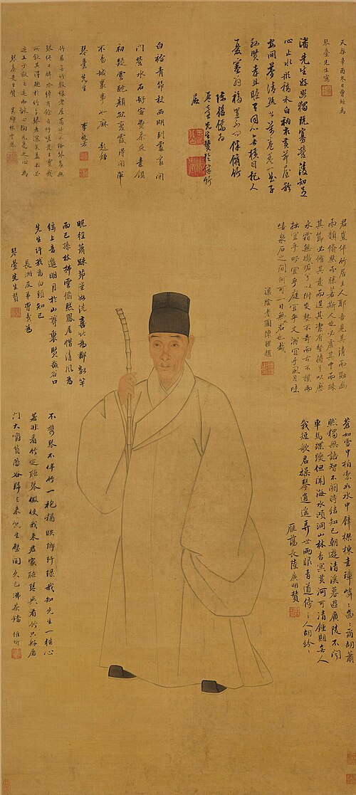 明 曾鲸画潘琴台肖像轴, 1621, Zeng Jing