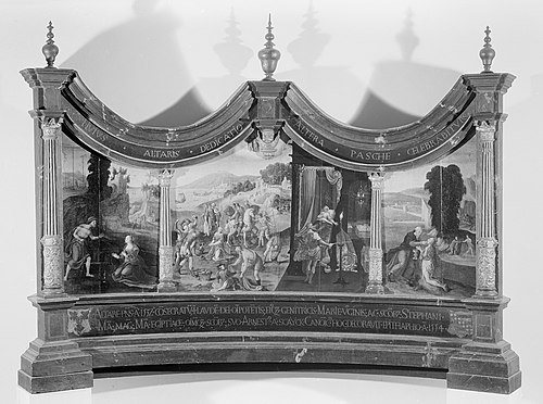 Triptych with the Stoning of Saint Stephen and the Legend of the Finding of his Grave, 1554, Ernst van Schayck (II)