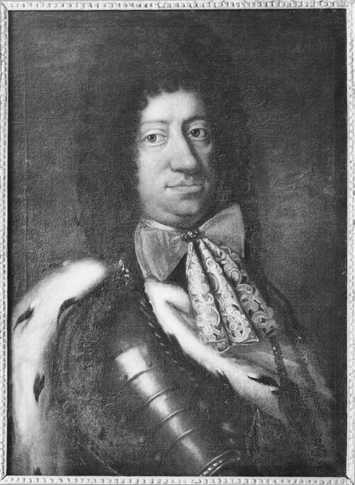 Kristian V (1646-1699), king of Denmark and Norway, married to Charlotta Amalia of Hessen-Kassel, , Jacques d'Agar