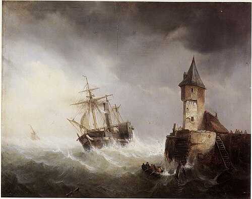 The 'Soho' enters the Scheldt estuary near Flushing, 1843, Egidius Linnig