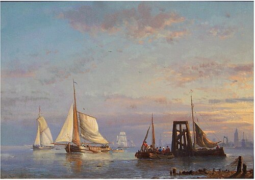 Shipping on a calm sea, 1853, Egide Linnig