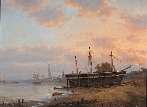 Belgian merchant navy frigate "Macassar", 1854, Egidius Linnig