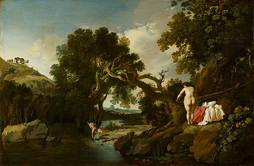 Étang forestier avec Salmacis et Hermaphrodite, 1627, Moses van Uyttenbroeck