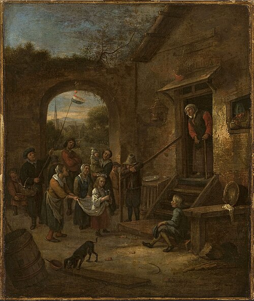May feast (Gathering alms), , Jan Steen