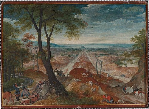 Landscape with Bandits Holding up a Man with a Wagon, 1582, Hans Bol