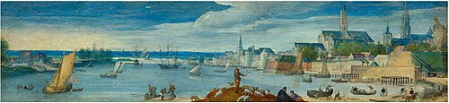 A view of Antwerp harbor, 1583, Hans Bol