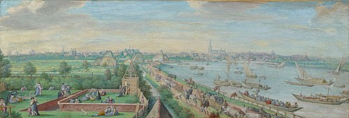 Profile of Amsterdam, seen from the landside, 1589, Hans Bol